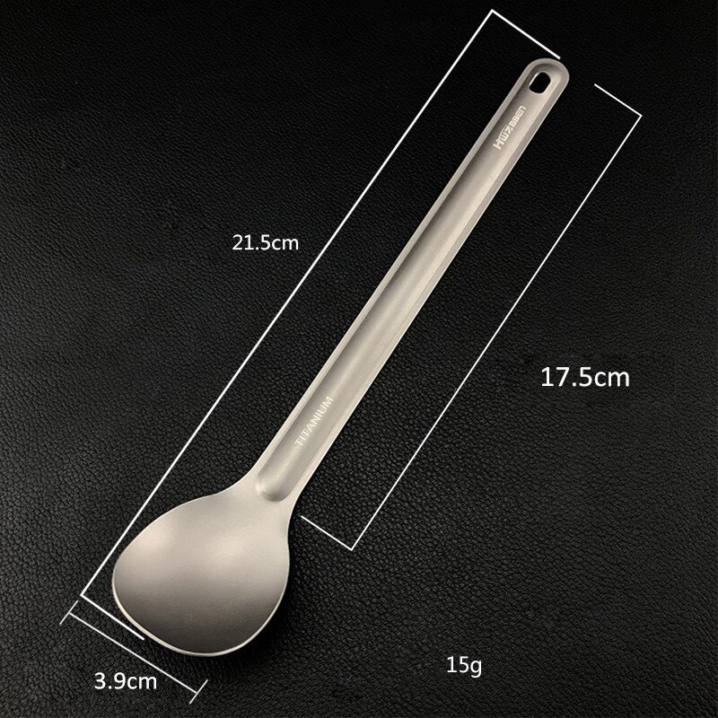 Titaniumske letvægts bærbar campingske udendørs picnic rejseservice langskaftet ske