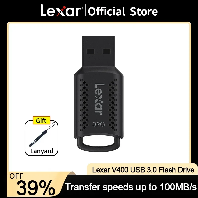 Lexar original pen drive v400 usb 3.0 unidade flash de alta velocidade 32gb 64gb 128gb chave jumpdrive 100 mb/s memória vara para pc/mac