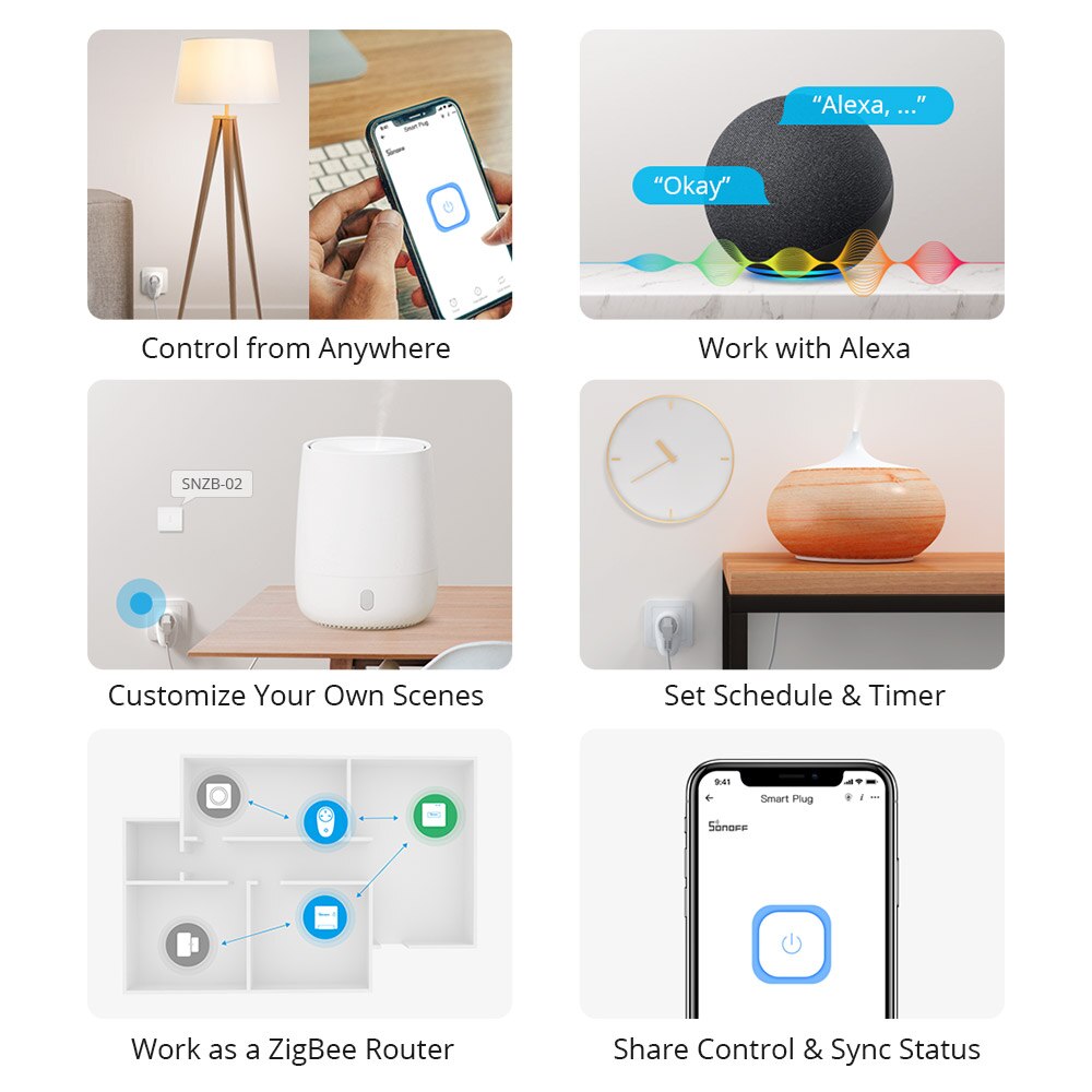 SONOFF S26 R2 ZigBee Smart Plug UK/DE/FR 16A Hub Support Smart Scene Voice Control Time Planned via eWeLink Alexa Google Home