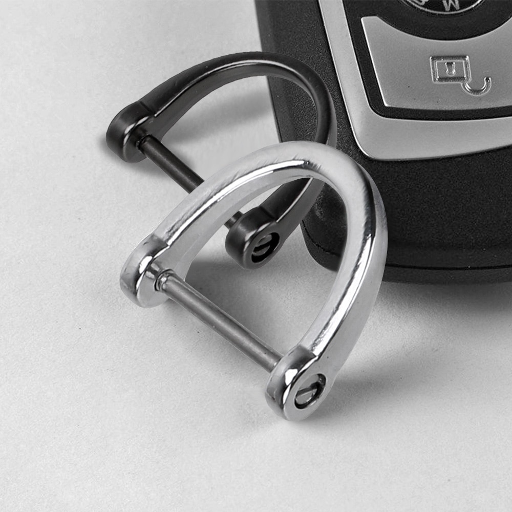 YOSOLO Thick Rod Car Keychain Metal Key Rings Interior Accessories Classic Key Ring D Shape Horseshoe Key Holder