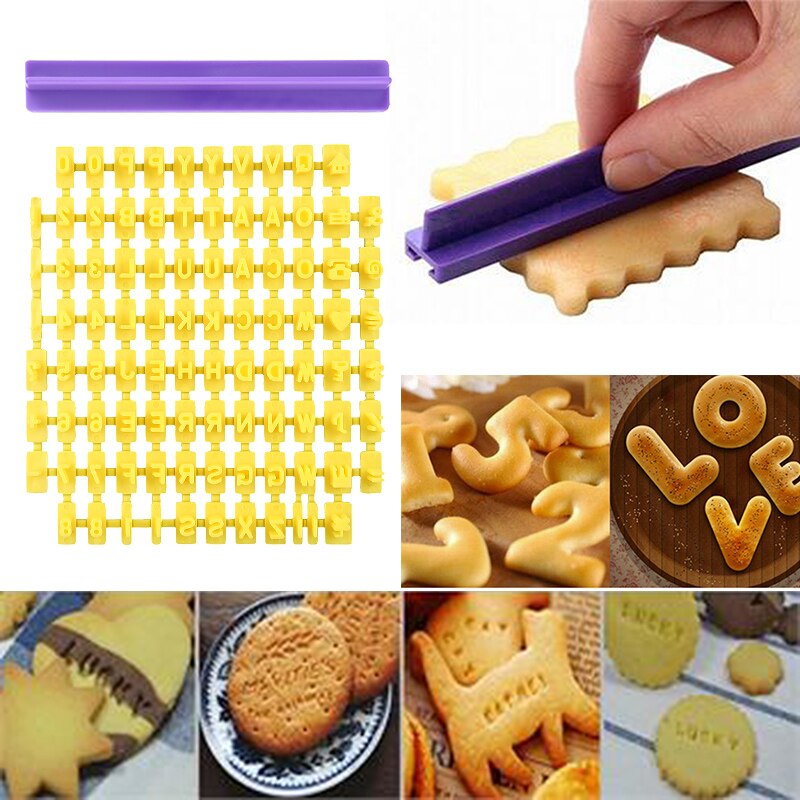 Alfabet Nummer Brief Impress Set Cookie Koekje Stempel Embosser Snijder Taart Fondant Diy Mallen Bakken Gereedschap