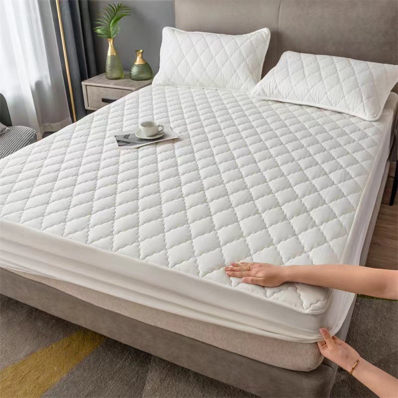 150/180/200/220 Thickened Waterproof Mattress Cover Bed Fitted Sheet Mattress Protector Cover (No Pillowcase) Home Textiles: Full / Burgundy