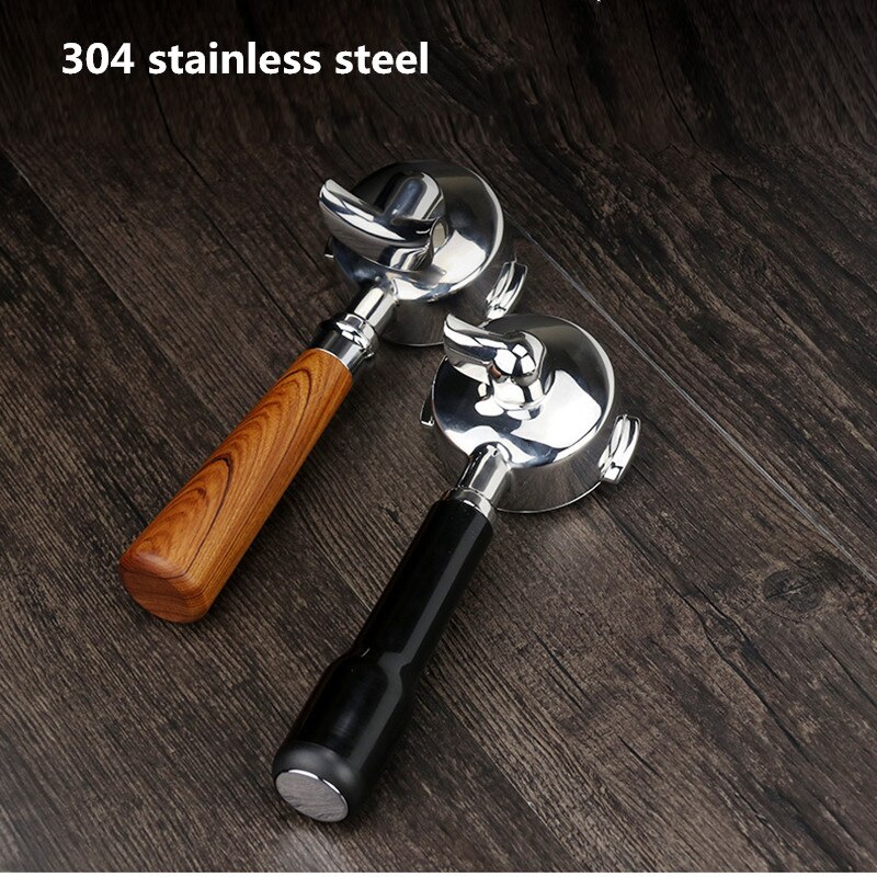 E61 bundløs portafilter 58mm enkelt to mundinger 304 rustfrit stål træhåndtag 바텀 리스 포터 필터 القاع espressomaskine tilbehør