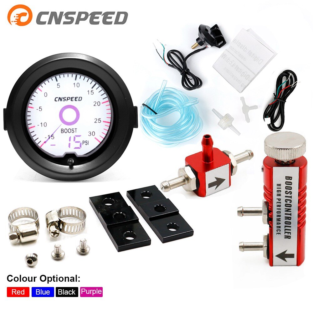 Indicador Turbo Boost Gauge de 2 pulgadas/52mm, cristal líquido, pantalla de puntero Virtual de 7 colores, mesa Turbo PSI con Kit de controlador ajustable