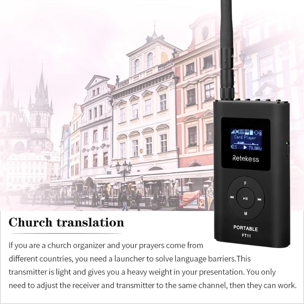 RETEKESS 0.3W FM Transmitter Handheld MP3 Broadcast Radio Transmitter Portable For Car Meeting Tour Guide System Outdoor Camping