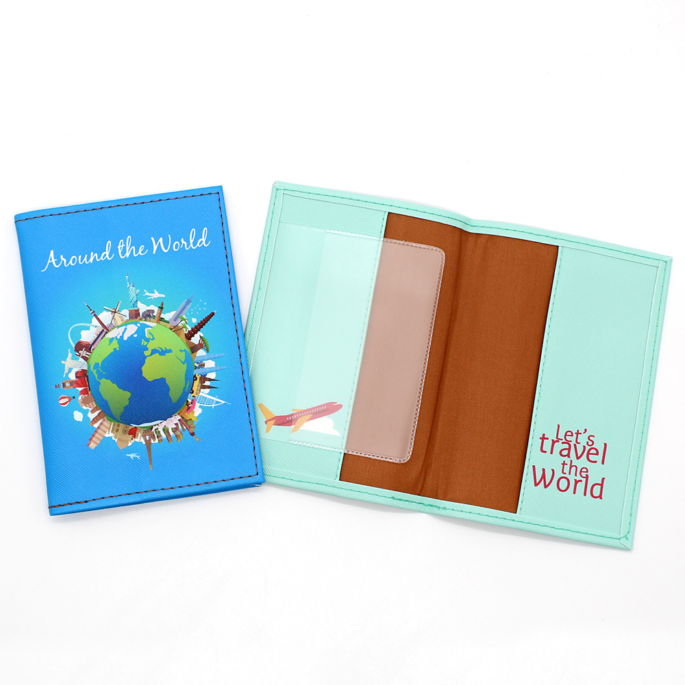 Travel Around The World Series Leather Passport Cover Men Women Travel Passport Holder Case Wallet ID Bank Card Holders