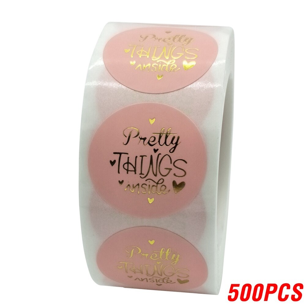 100-500pcs Round "Pretty Things Inside" Stickers Seal Labels Baby Shower Decor Baking Package Envelope Stationery Sticker: QY640-500pcs