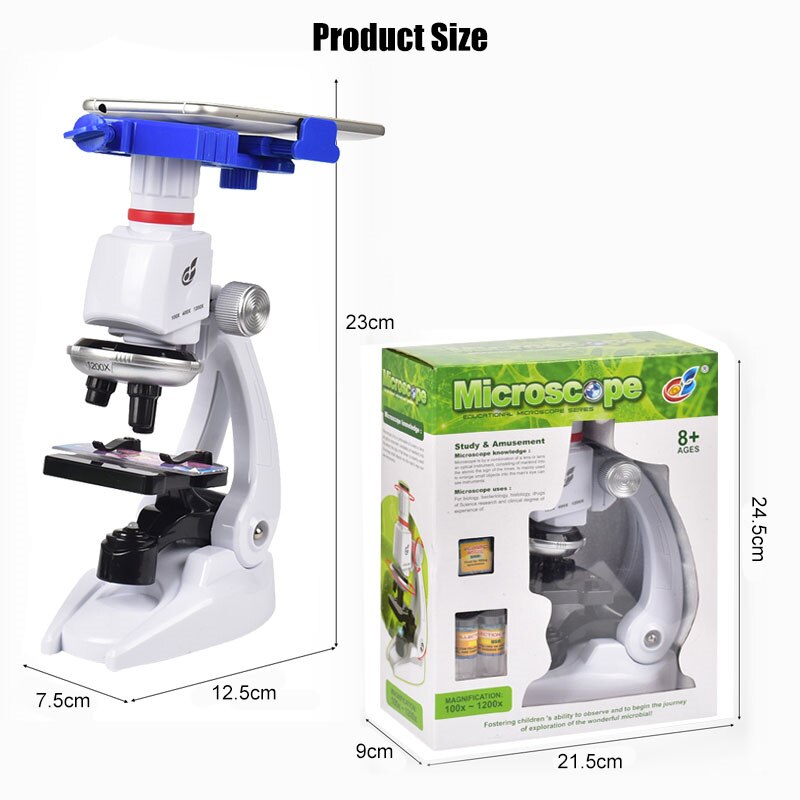 1200X Student Monocular Biological Microscope Set LED Home School Science Educational For Kids Child Lab Optical Instruments