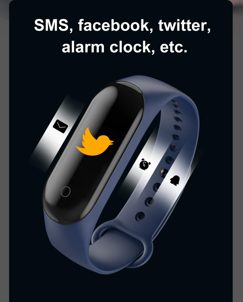 M4 Pedometer Smart Wristband Sport Running Heart Rate Blood Pressure Waterproof Touch Screen Bluetooth Fitness Tracker Pedometer