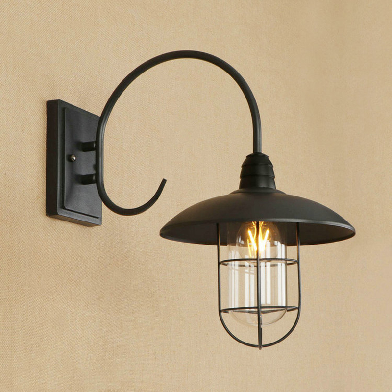 Utomhus loft retro vägglampa café dekoration smidesjärn enhuvud utomhus korridor gång glas vattentät vägglampa