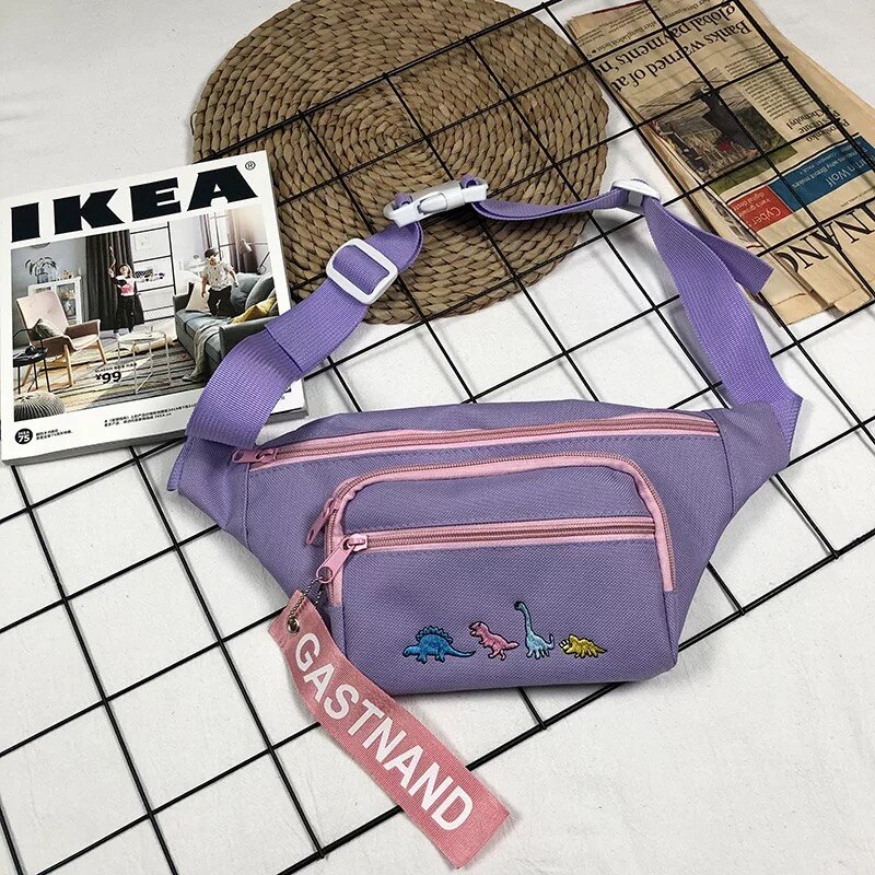 Signore alla moda del Sacchetto Petto Casual Ricamo Crossbody Del Sacchetto di Marea di Marca Hip Hop di Strada di Tendenza Sacchetto Della Vita di Modo Harajuku Sacchetto di Giuda: VIOLA