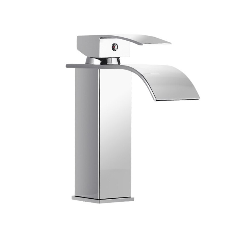 Koldt vandhane vandfald badeværelse forfængelighed håndvask vandhane 1-grebs 28gf: Sølv kort størrelse
