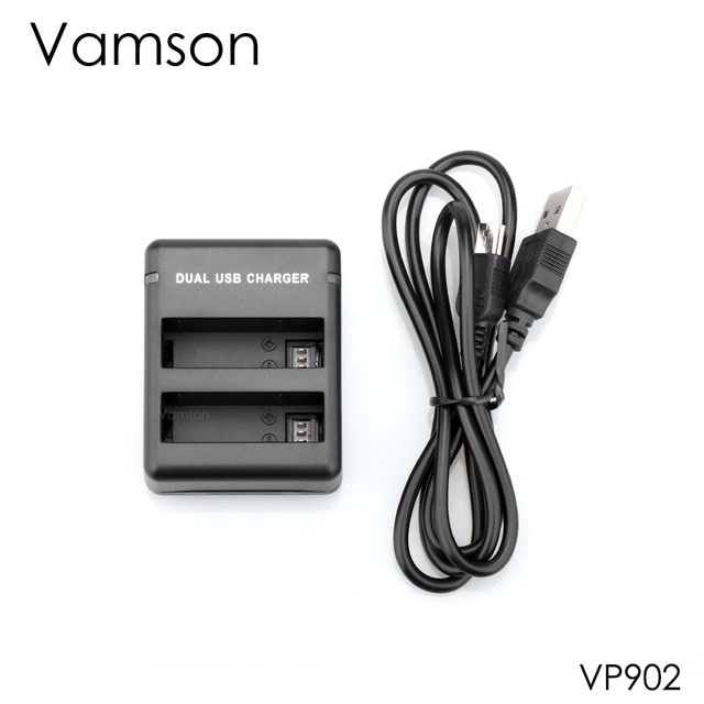 Vamsonfor GoPro Hero 4 Camera Accessoires Dual Charger Met Usb-poort Kan Opladen 2pcs AHDBT-401 Li-Ion Batterij VP902