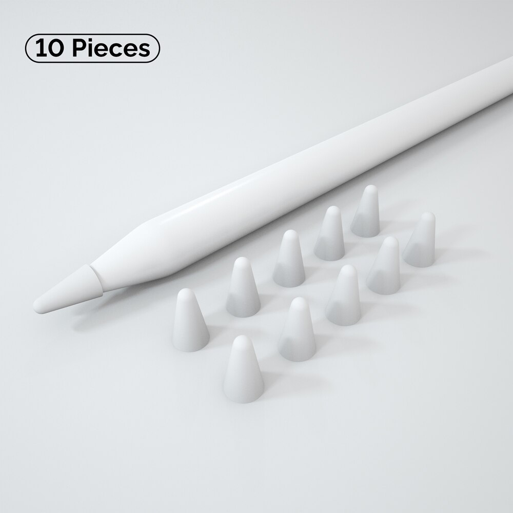 10pcs Silicone Replacement Tip Protective Cover For Apple Pencil 1st 2nd Touchscreen Stylus Pen Cover For Apple pencil Nib Cover: White