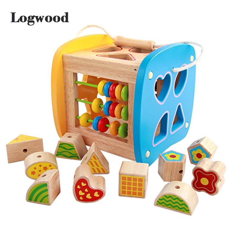 Houten vormblok vorm sorteerkubus klassiek houten speelgoed ontwikkelingsspeelgoed gemakkelijk vast te pakken vormen stevige houten constructie 5.5 ″ h: Default Title