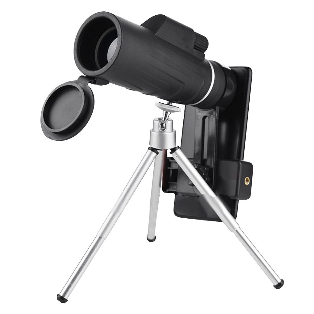 Zoom Optische Hd Lens Monoculaire Telescoop + Statief + Clip Voor Universal Phone Lens Plated Groene Film 16X Vergroting