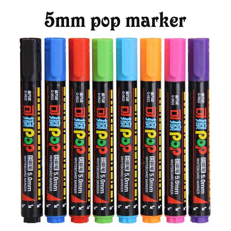 Genvana gekleurde wissen white board markers voor keramische glas 5mm 12mm hervulbare mildliner whiteboard dry erase pen geen magnetische: 8 colors 5mm marker