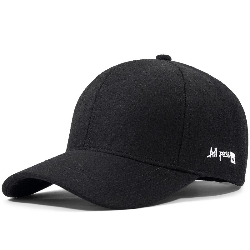 2022 große herbst-wintermütze für #39 , koreanischer allrounder, warme baseballkappe aus wolle, kleine mütze mit gesichtsähnlicher passform: Schwarz / L54-59cm