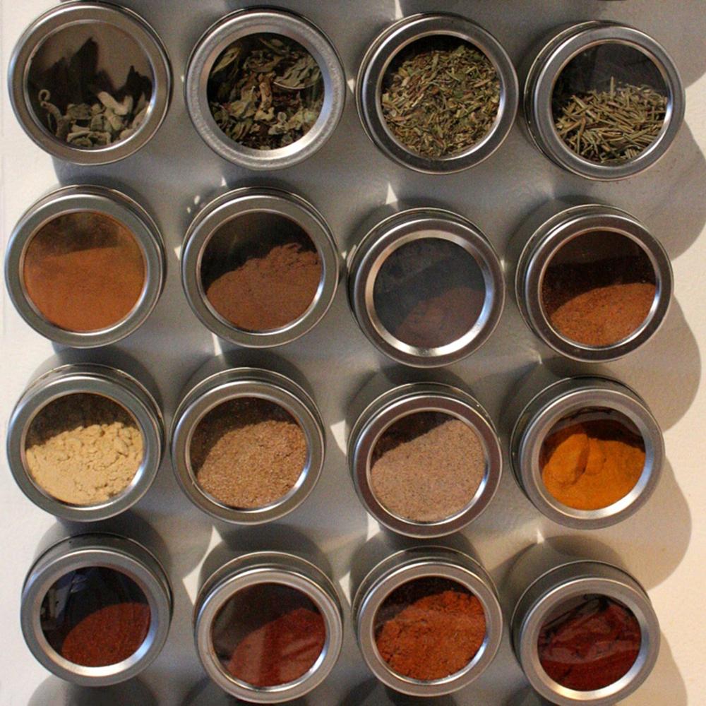 9 Magnetische Spice Blikken Met Plaat Opslag Kruidenrek Set Van 9 Clear Top Deksel En Ziften En Giet Shaker gemaakt Met Rvs