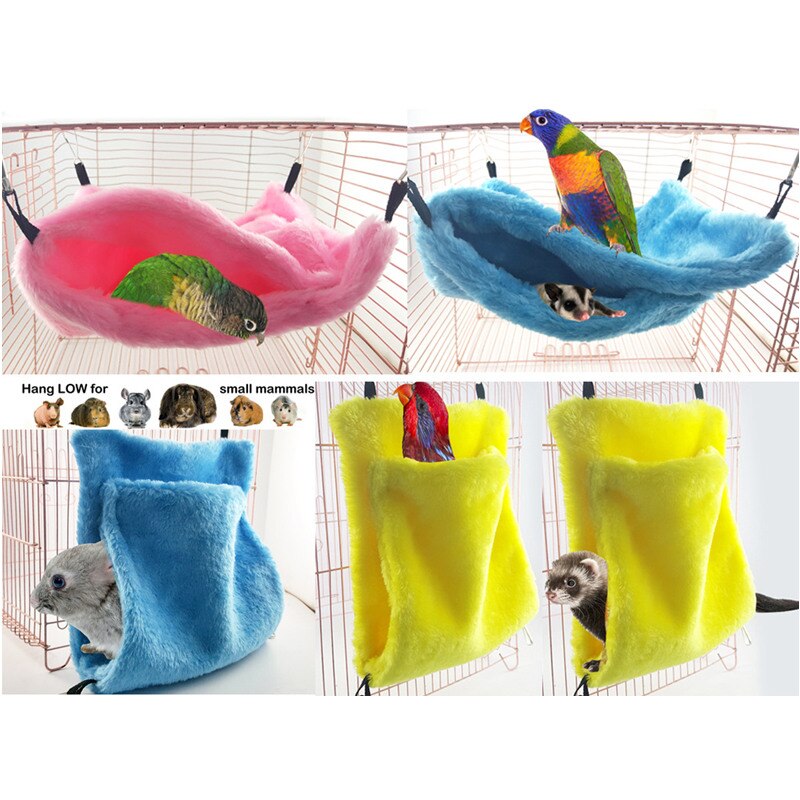 Dubbele Laag Pluche Vogel Opknoping Cave Kooi Snuggle Hut Tent Bed Parrot Opknoping Swing Bed Conure Van Stapelbed Speelgoed