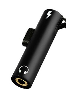 Mini Audio double adaptateur de foudre pour téléphone écouteur casque connecteur câble pour séparateur de foudre convertisseur 3.5mm Jack & Charg: black