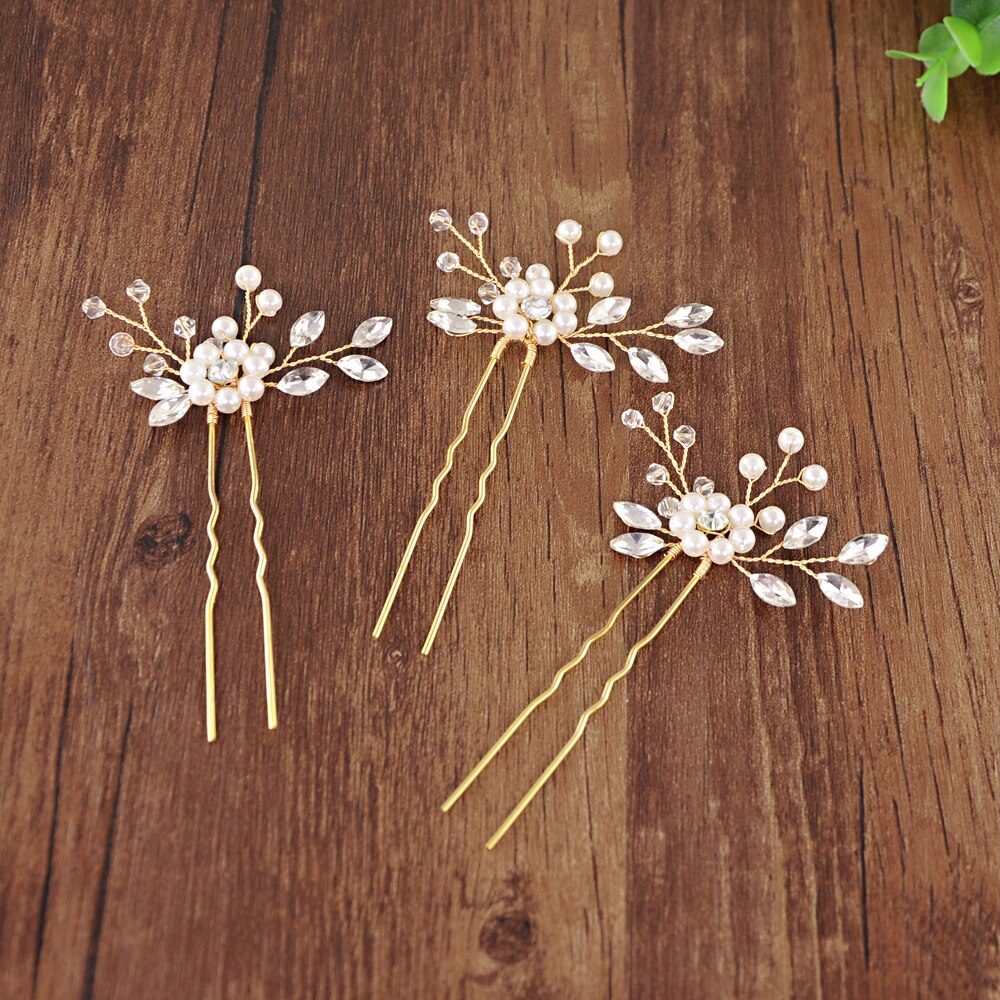 Exquisite Rhinestone Bridal Headband Wedding Hair Accessories Wedding Headband Flower Crystal Pearl Bride Tiaras Head HP57: SCHP57G