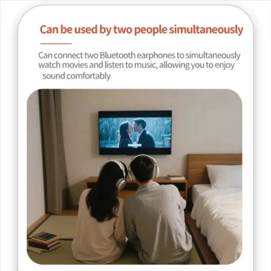 Adaptador Bluetooth 5,4 transmisor receptor adaptador para 2 auriculares baja latencia/HD AUX Audio inalámbrico Bluetooth avión