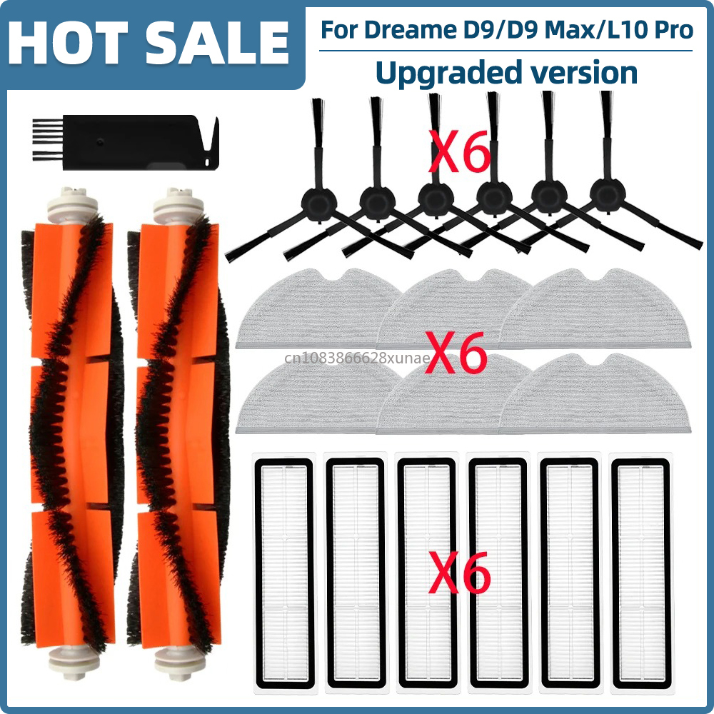 Ajuste para Dreame D9 / D9 Max / L10 Pro / Trouver LDS Finder piezas de vacío rodillo Cepillo Lateral filtro Hepa paño de mopa tanque de agua