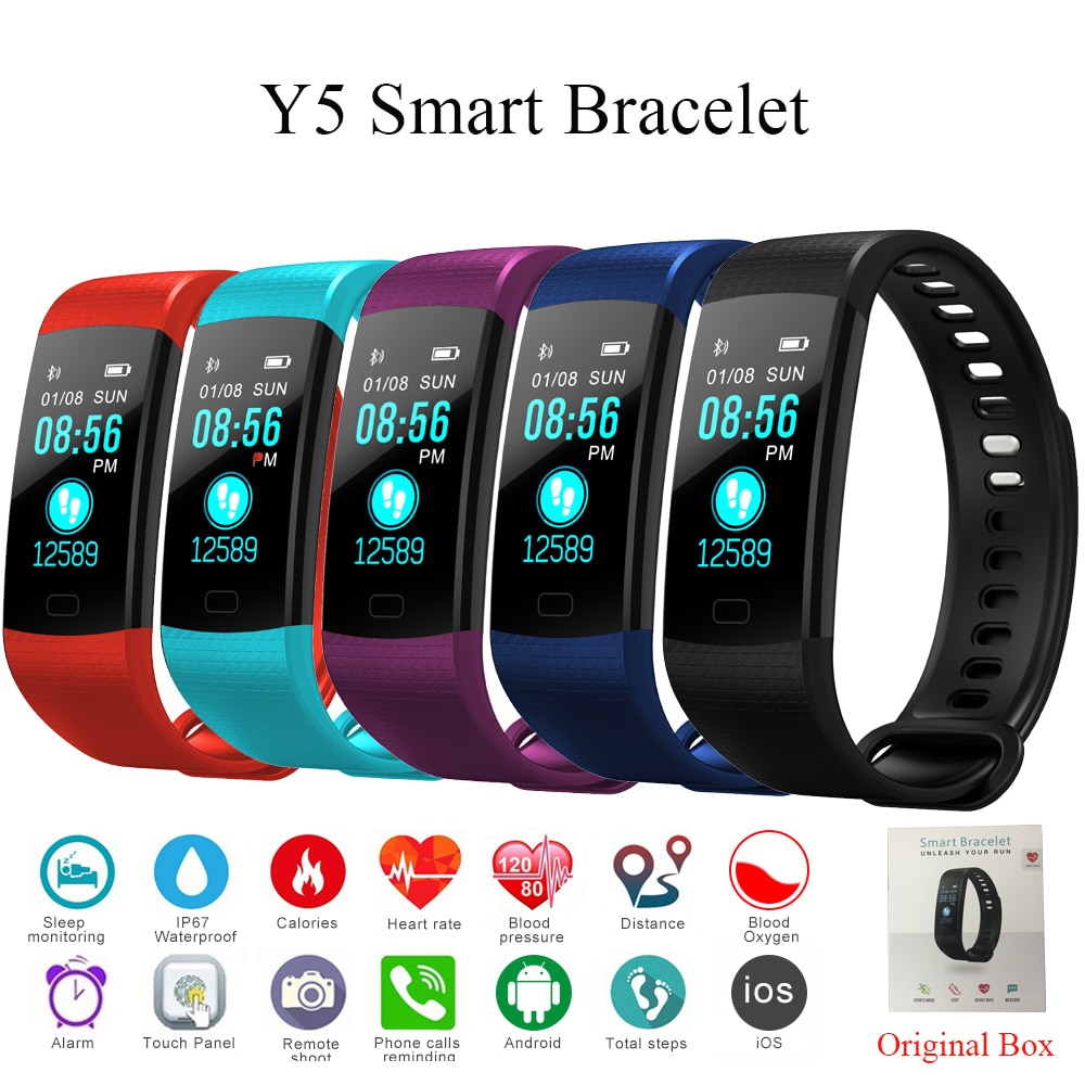 Y5 Smart Bracelet uomo donna Sport Watch cardiofrequenzimetro Fitness Tracker orologio per la pressione sanguigna schermo a colori Activity Tracker cinturino da polso