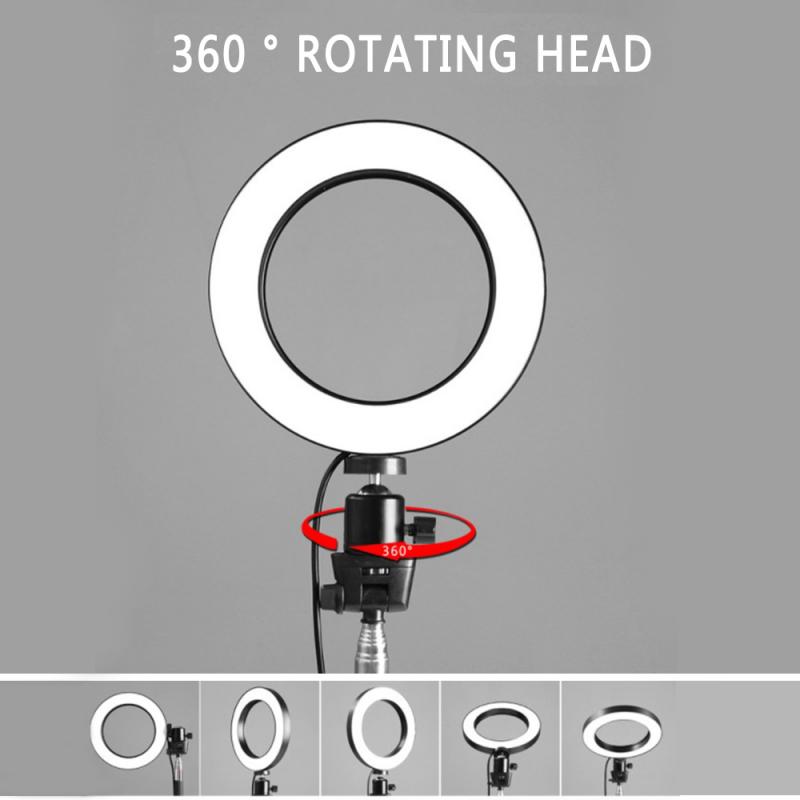 5 IN 1 Selfie 20CM Ring Light with Phone Camera Holder Photography Lighting with Tripod Remote Control for Photo Video