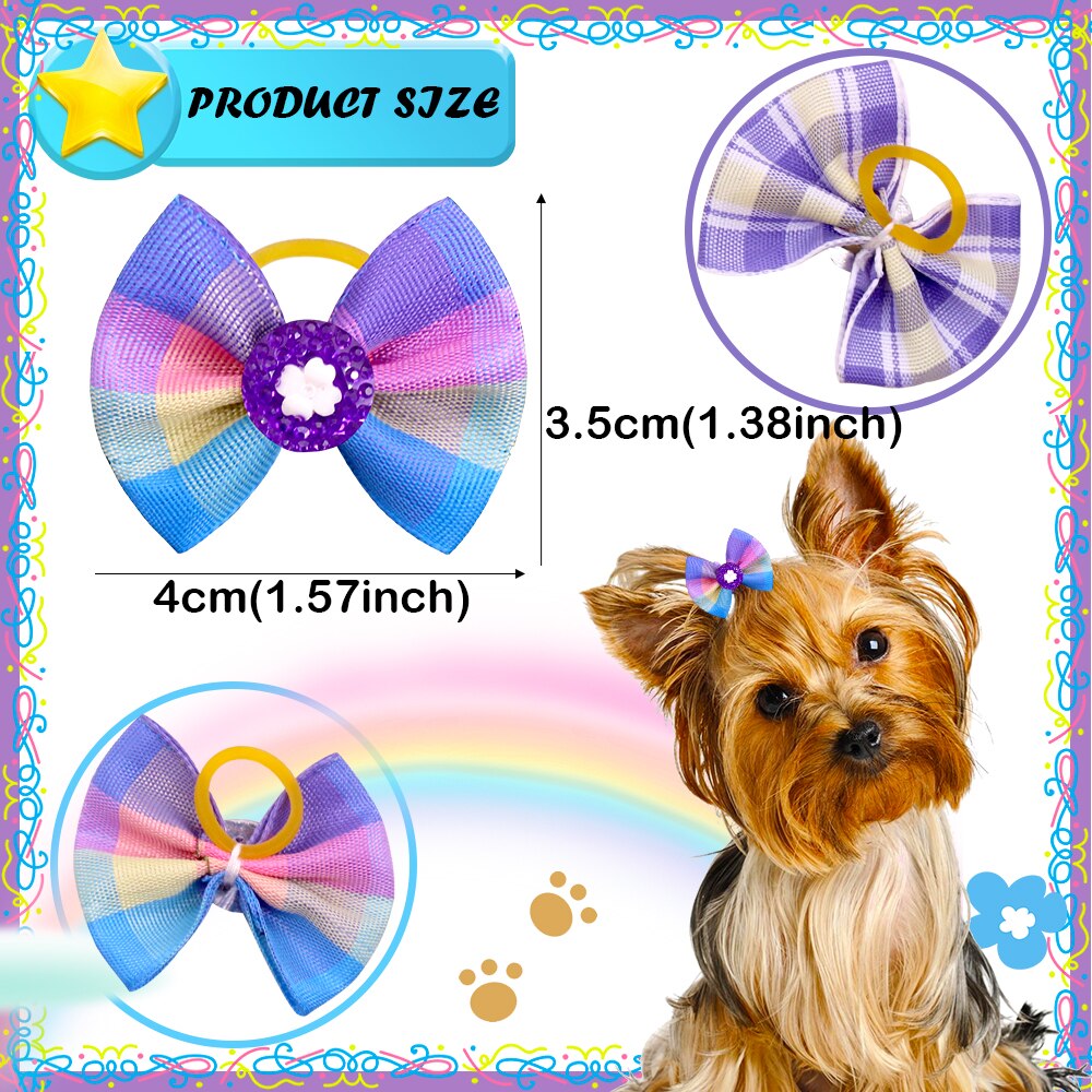 Mini lazos para el pelo hechos a mano para perro, accesorios de aseo bonitos, pinzas para el pelo de gato Kawaii, bandas de goma para el pelo diario para perro, proveedor de mascotas, 50 Uds.