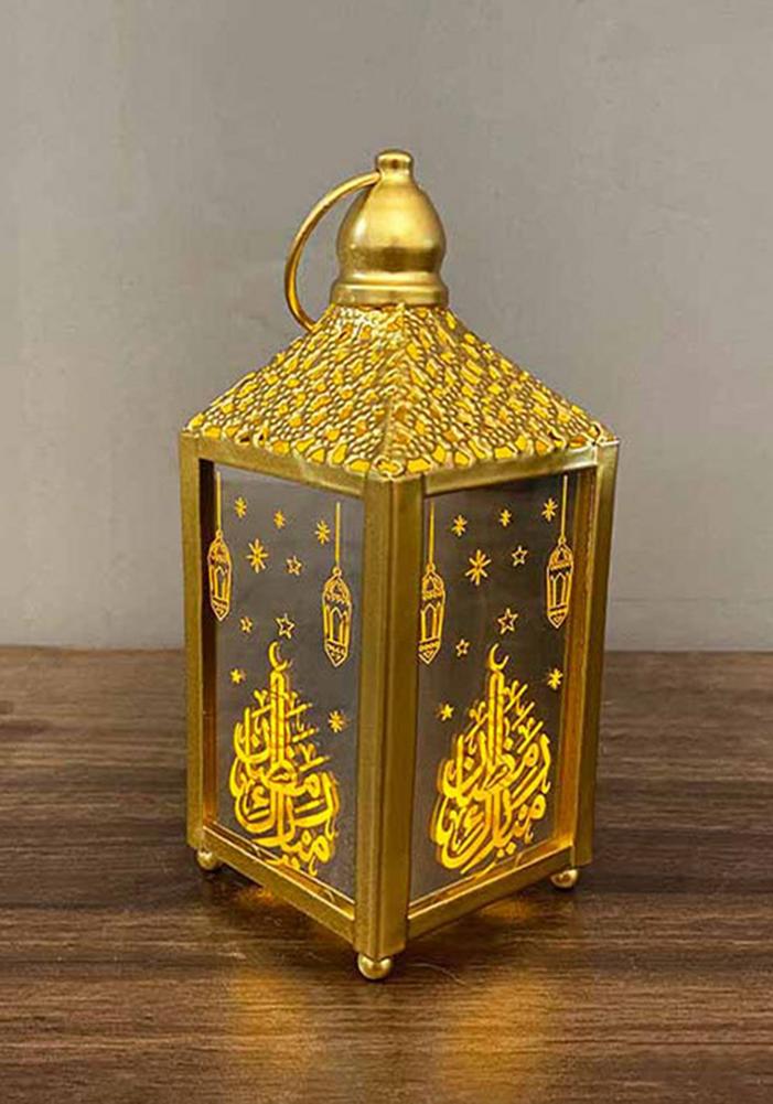 Ramadan lantaarn met led ramadan en eid decoratie voor thuis ijzeren glazen hangende lantaarn voor feest eid mubarak verlichting