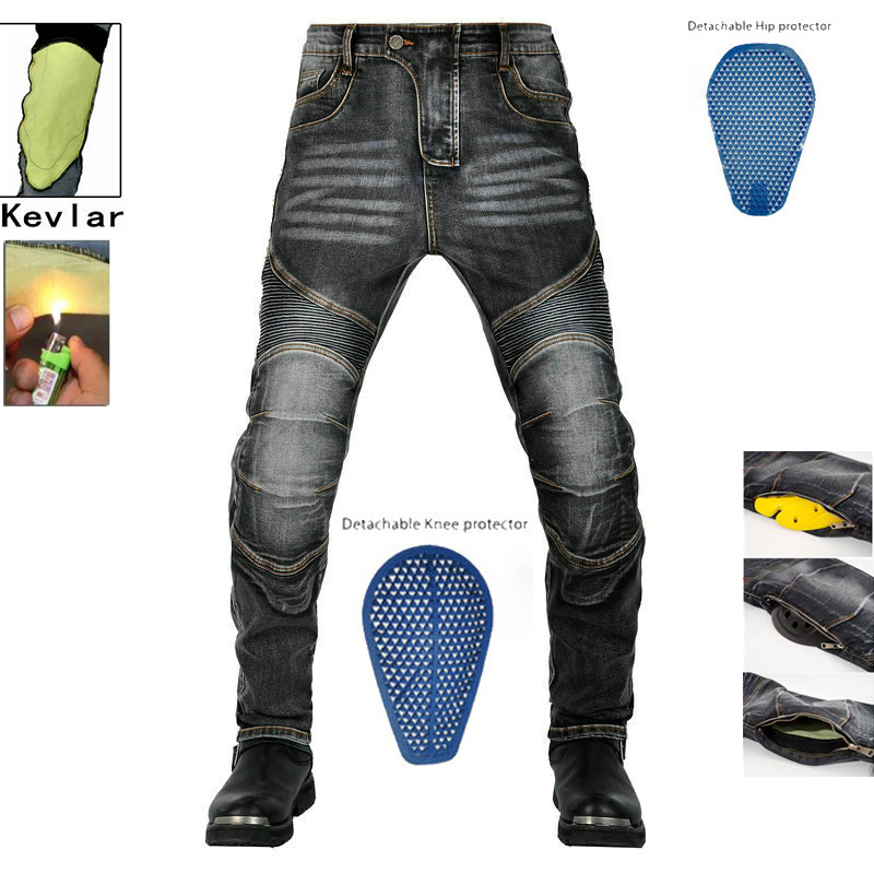 Retro Mannen Motorbroek Aramid Motorfiets Jeans Beschermende Kleding Rijden Tourmotor Broek Motorcross Kevlar In Knie