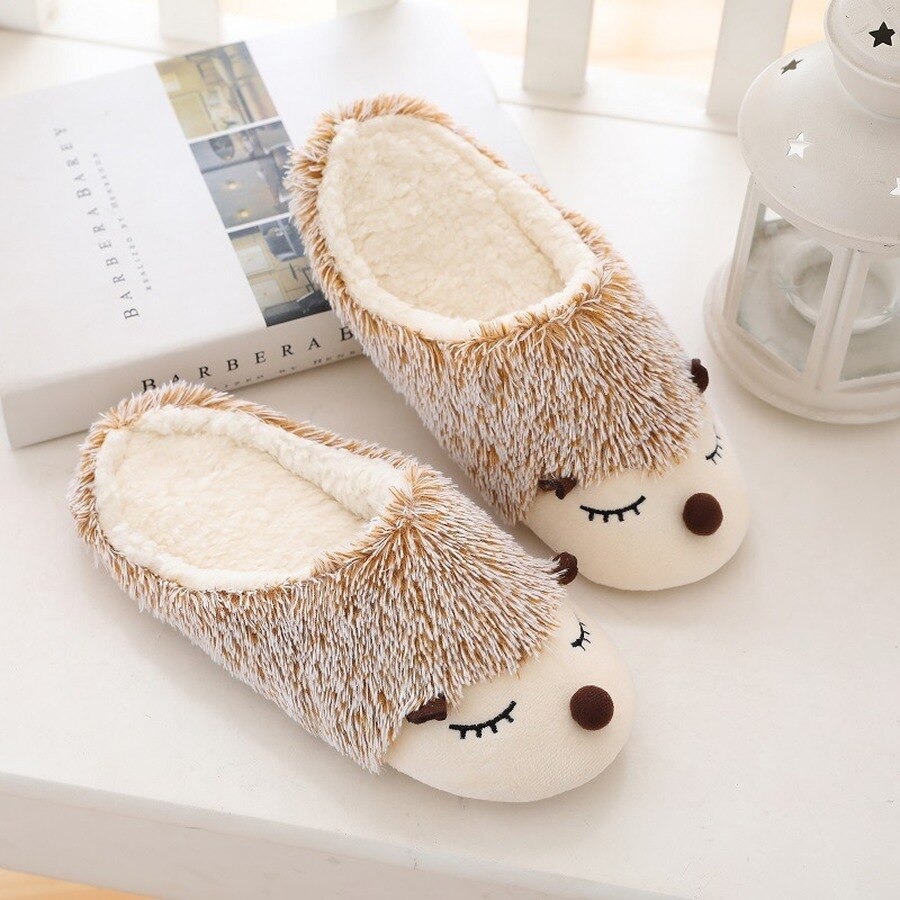hiver hérisson Animal intérieur pantoufles pour femmes et hommes mignon enfant pantoufles famille maison chaussures maison unisexe neige