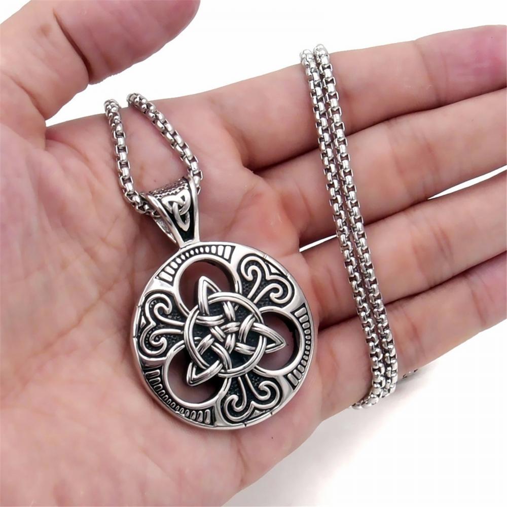 Men's necklace retro nordic viking celtic knot symbol pendant punk locomotive jewelry