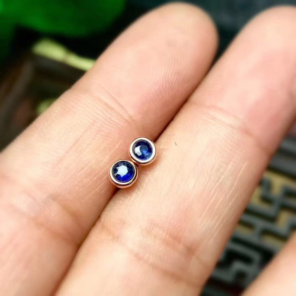 Natuurlijke Saffier 3Mm * 3Mm Earring Voor Vrouwen Engagement Party Ring Blauw Ring Fijne Sieraden valentijnsdag