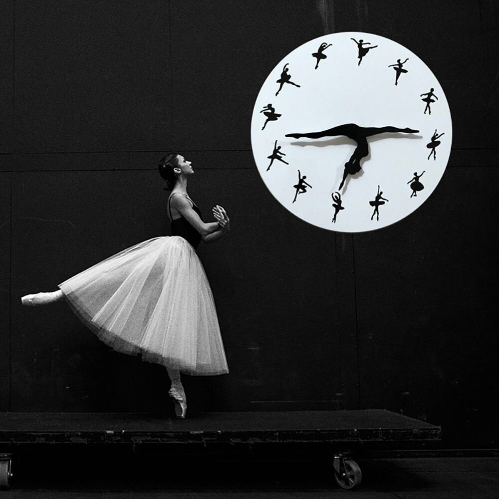 Ballerina Wall Clock Girl Ballet Dancer Modern Wall Clock Ballet Dancing Watch Home Bedroom Decor