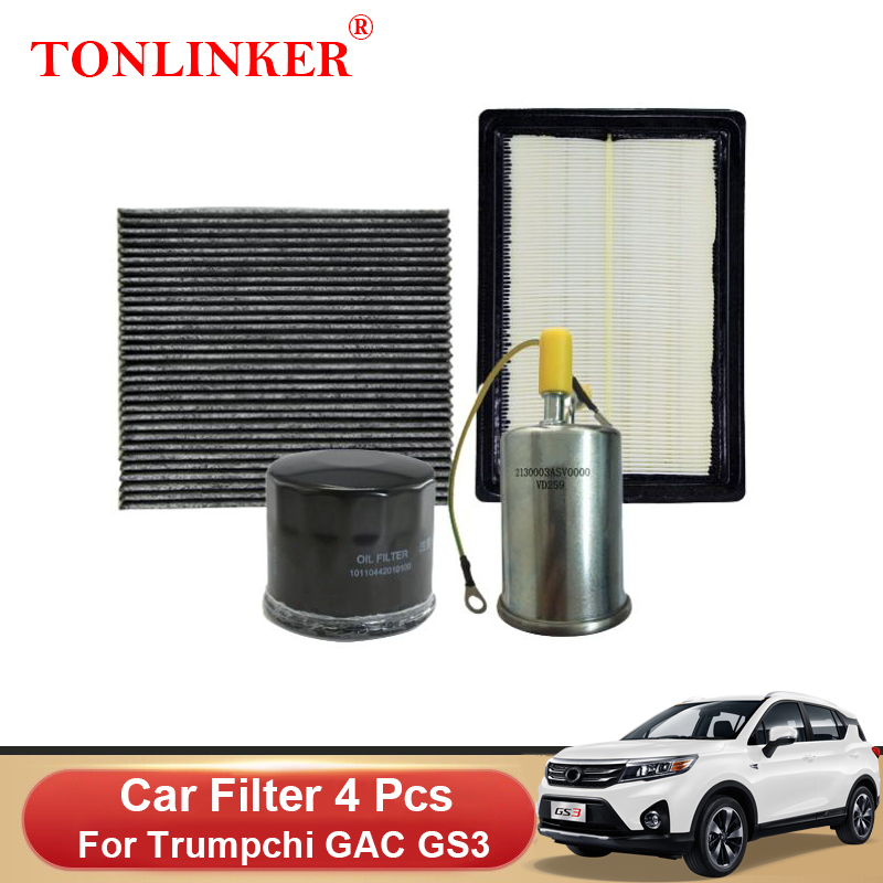 TONLINKER-filtro de aire de cabina de coche, filtro de combustible para Trumpchi GAC GS3 2022 1.5MT 1.5AT 1.3AT, accesorios para coche, 1 pieza/4 piezas: Car Filter 4Pcs Set