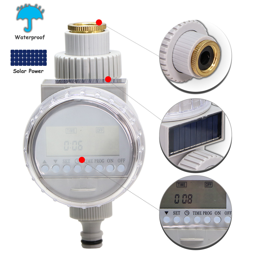 Popular Solar Power Water Timer Irrigation Solenoid Valve Controller Waterproof Power-saving Timer Irrigation Controller System