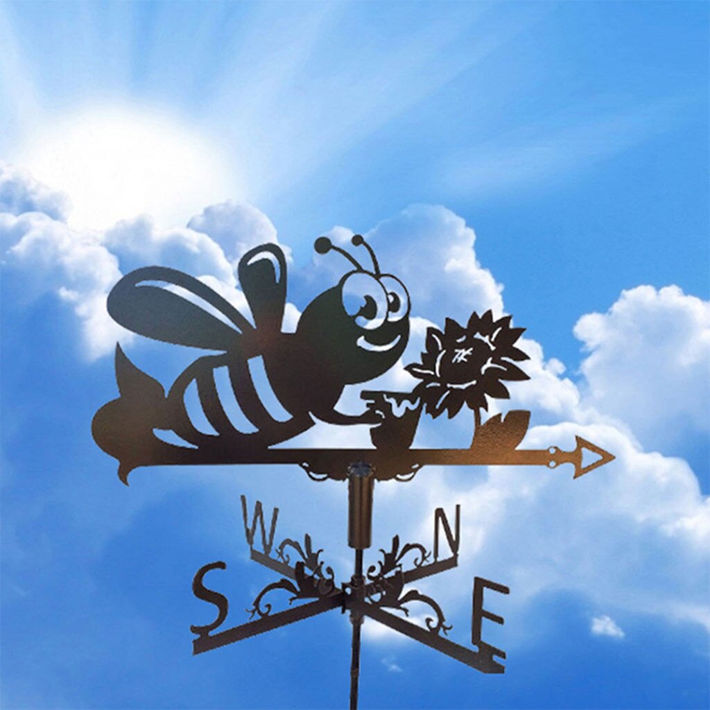 Weather Vane Crafts Durable Decor Ornament Easy Install Stainless Steel for Garden Fence Mount: Bee