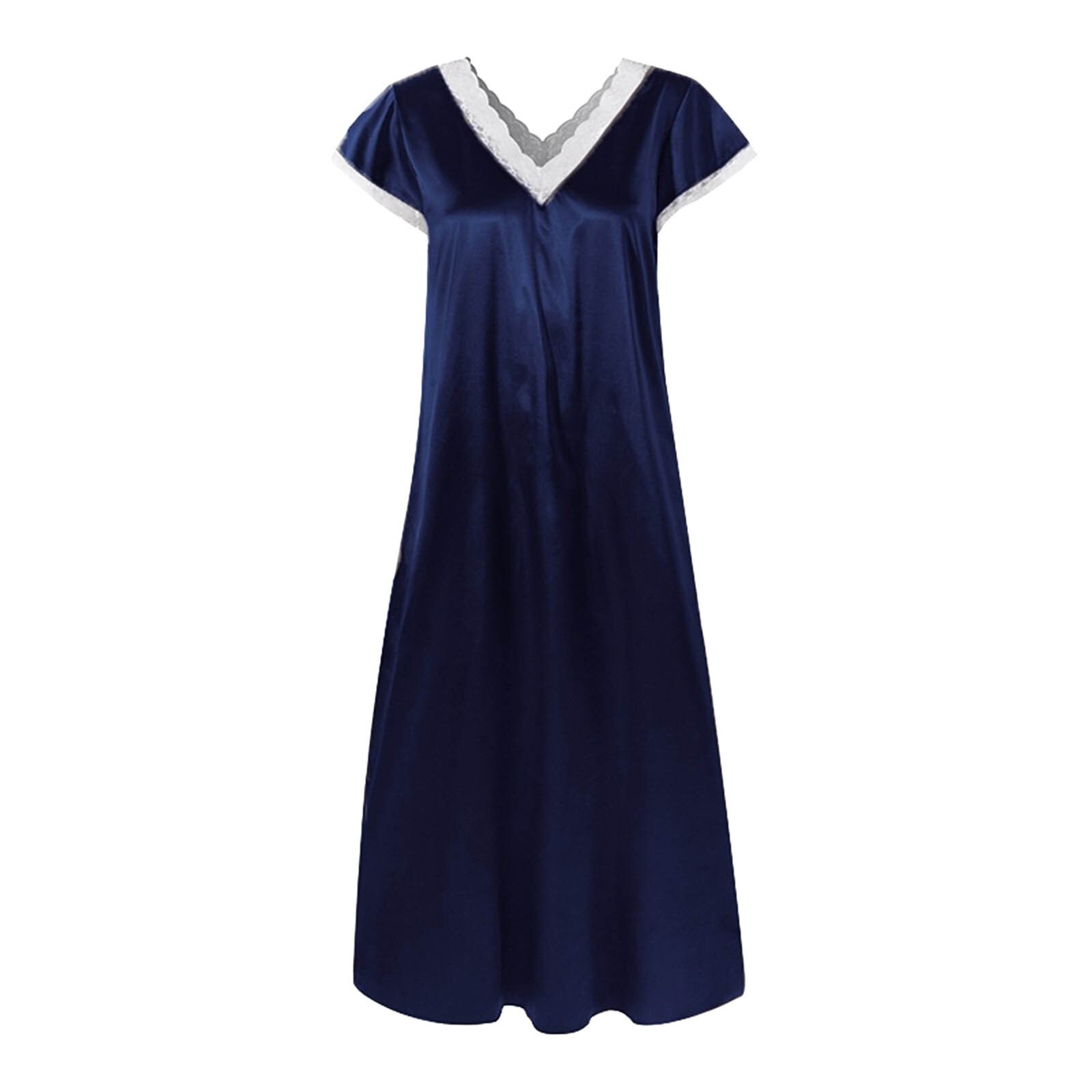 Night Dress Women Short Sleeve V Neck Homewear Long Dress Nightgowns Sleepwear Nachtkleding Vrouwen Night Gown For Women