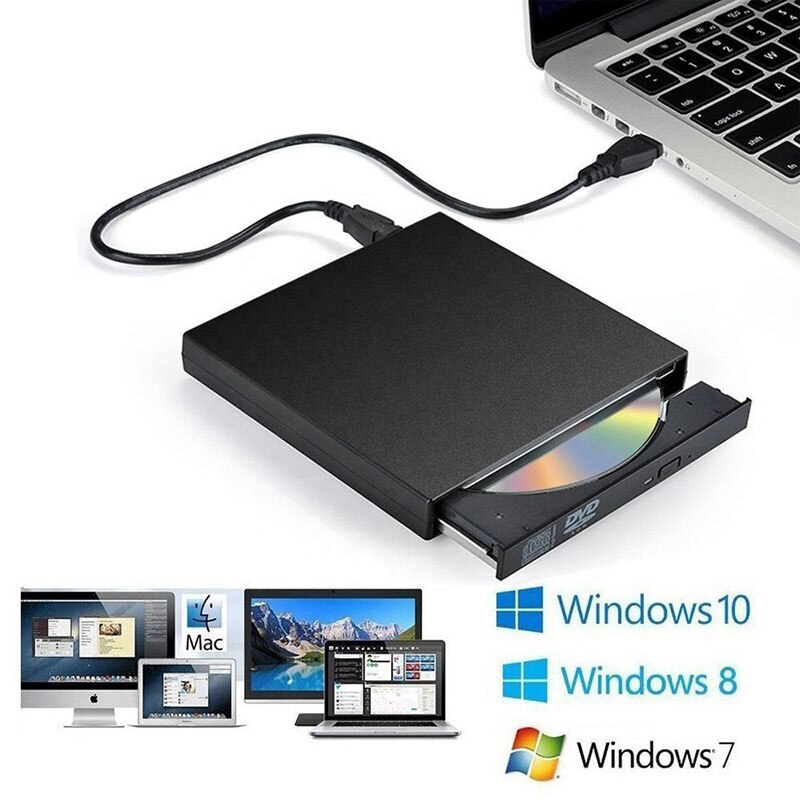 Usb 2.0 Draagbare Externe Dvd Rom Optische Drive Cd/DVD-ROM CD-RW Speler Brander Slim Reader Recorder Portatil Voor Windows mac Os