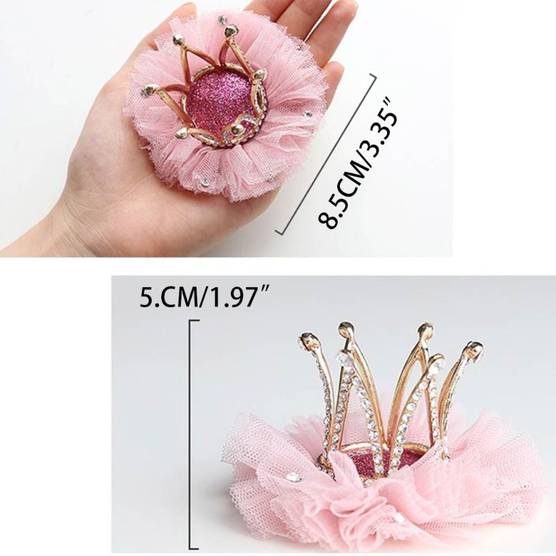 Children Kidds Girl Princess Rhinestone Crystal Lace Crown Hairpin Clip Style Decoration Accessory