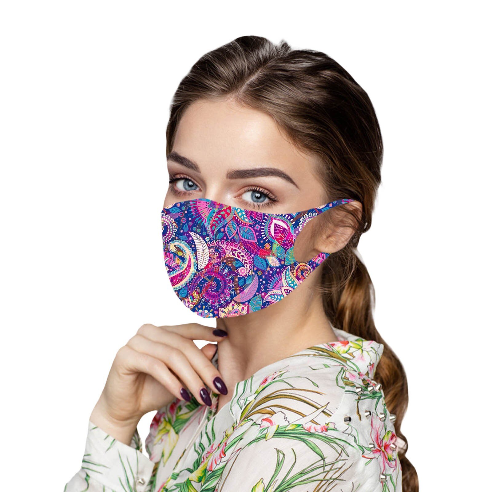 1pc ski Fasemask Adult Ice Silk Printed Bandana Washable Reusable Fabric Lavables Masque Bandana: I