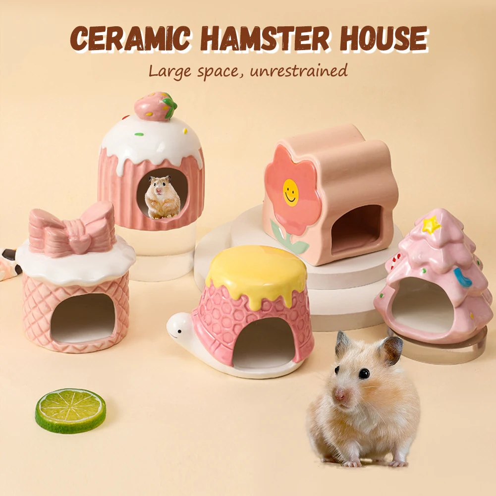 1pc smådyrskjul keramisk hamsterhus chinchilla minihytte hulebur tilbehør for dverghamstere, gerbiler og pinnsvin