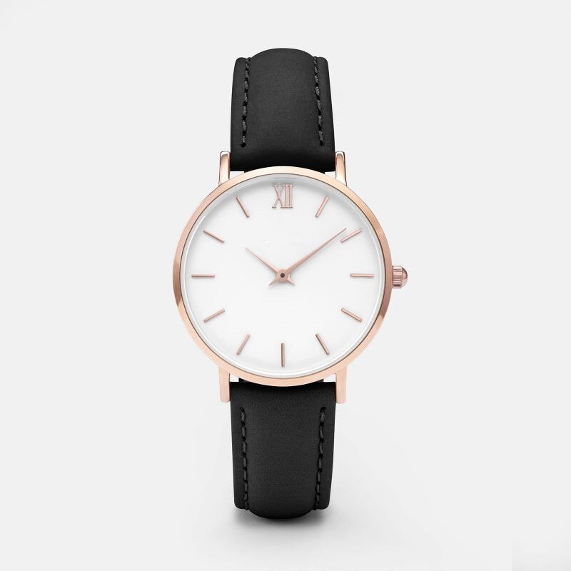 Zegarek Damski-relojes sencillos de cuero para mujer, pulsera de cuarzo informal, a la: Black          13