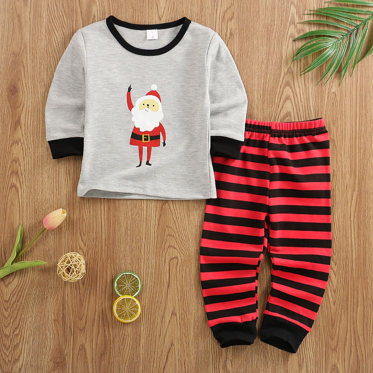 Kinderkleding jongens nachtkleding kinderen eland sneeuwpop pyjama set baby meisjes katoenen cartoon pyjama lente herfst pyjama: De kerstman / 5t