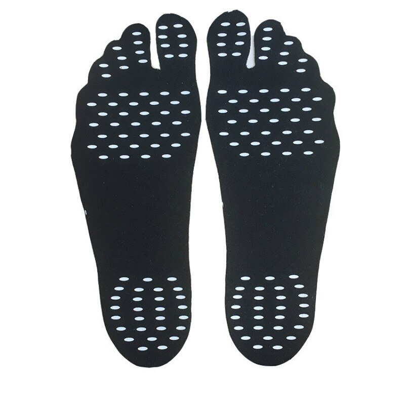 2PCS/Pair Foot Stickers Shoes For Stick On Soles Sticky Pads Beach Pool Sock Waterproof Hypoallergenic Adhesive Foot Care Pads: Black / S