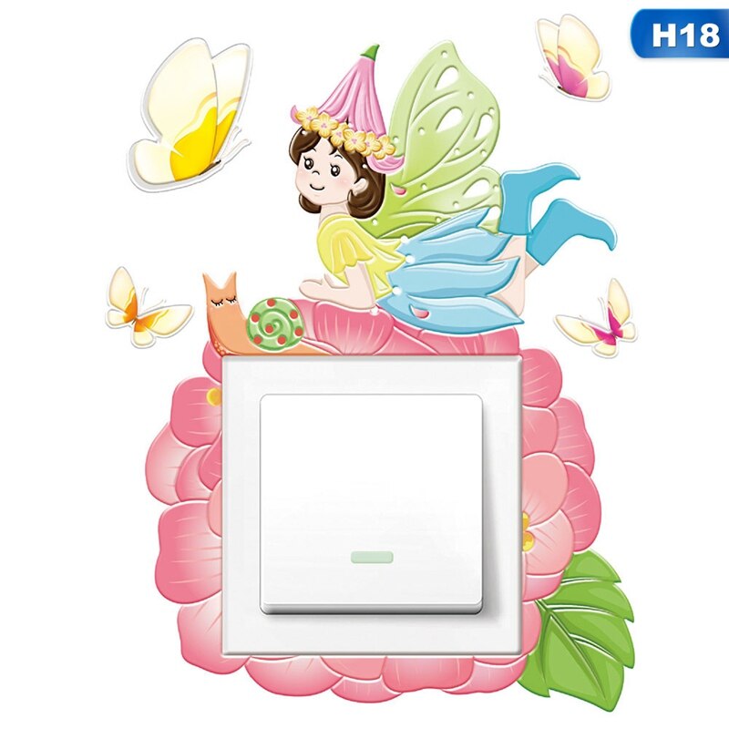 Wallsticker dyr enhjørning flamingo cover tegneserie værelse indretning 3d væg silikone tænd-sluk-kontakt lysende lyskontakt udtag: 18