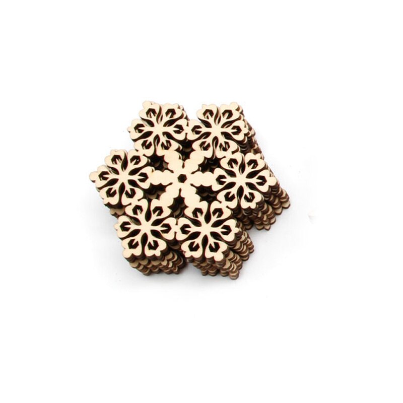 10Pc Swirl Wood Snowflake Christmas Embellishment Tree Hanging Ornament Decor